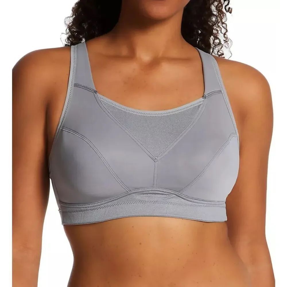 Playtex NWT Bounce Control Wire Free Sports Bra Coolest Grey Heather 48DD